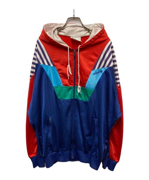adidas（アディダス）adidas (アディダス) 80s-90s パネルフードトラックジャケット ブルー×レッド サイズ:-の古着・服飾アイテム