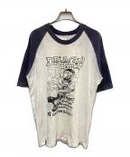 United Sportsユナイテッドスポーツ）の古着「ed rothアートプリントラグランTシャツ」｜ホワイト×ネイビー
