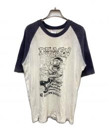 United Sports（ユナイテッドスポーツ）の古着「ed rothアートプリントラグランTシャツ」｜ホワイト×ネイビー