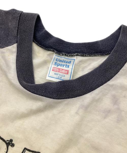 United Sports（ユナイテッドスポーツ）United Sports (ユナイテッドスポーツ) ed rothアートプリントラグランTシャツ ホワイト×ネイビー サイズ:Ｌの古着・服飾アイテム