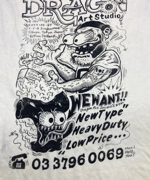 United Sports（ユナイテッドスポーツ）United Sports (ユナイテッドスポーツ) ed rothアートプリントラグランTシャツ ホワイト×ネイビー サイズ:Ｌの古着・服飾アイテム