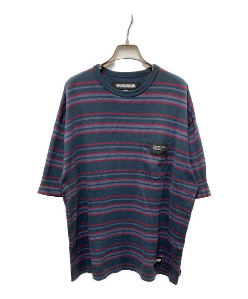 NEIGHBORHOOD（ネイバーフッド）NEIGHBORHOOD (ネイバーフッド) BORDER CREWNECK-P SS グリーン×レッド サイズ:Mの古着・服飾アイテム