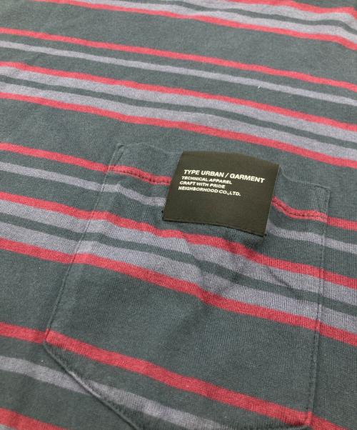 NEIGHBORHOOD（ネイバーフッド）NEIGHBORHOOD (ネイバーフッド) BORDER CREWNECK-P SS グリーン×レッド サイズ:Mの古着・服飾アイテム
