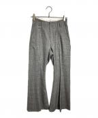 YOHEI OHNOヨウヘイオオノ）の古着「千鳥格子チェックフレアパンツ/Houndstooth plaid flare pants」｜グレー