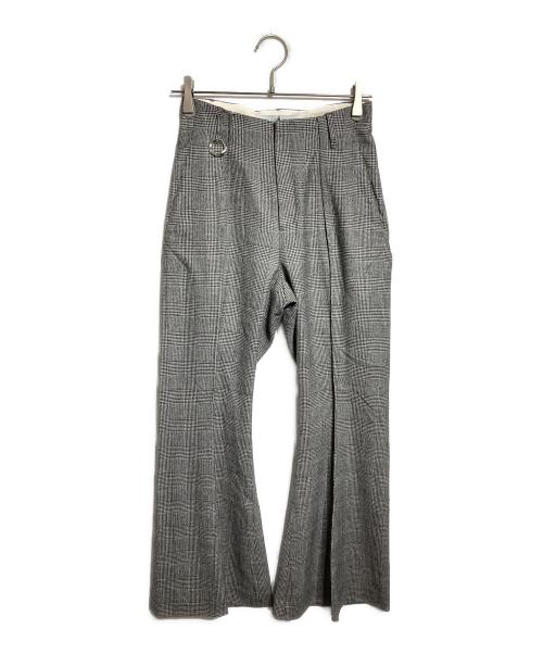 YOHEI OHNO（ヨウヘイオオノ）YOHEI OHNO (ヨウヘイオオノ) 千鳥格子チェックフレアパンツ/Houndstooth plaid flare pants グレー サイズ:36の古着・服飾アイテム