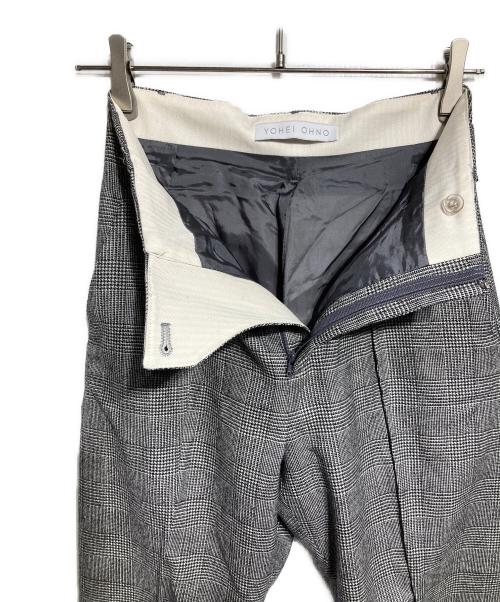 YOHEI OHNO（ヨウヘイオオノ）YOHEI OHNO (ヨウヘイオオノ) 千鳥格子チェックフレアパンツ/Houndstooth plaid flare pants グレー サイズ:36の古着・服飾アイテム