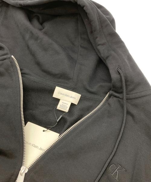 Calvin Klein Jeans（カルバンクラインジーンズ）Calvin Klein Jeans (カルバンクラインジーンズ) モノグラムテリークロップドパーカー ブラック サイズ:XSの古着・服飾アイテム