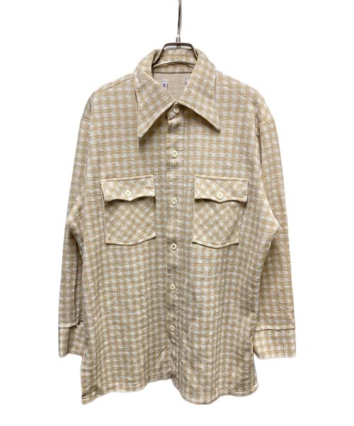 USED（ユーズド）USED (ユーズド) シャツジャケット ベージュ×ホワイト サイズ:-の古着・服飾アイテム