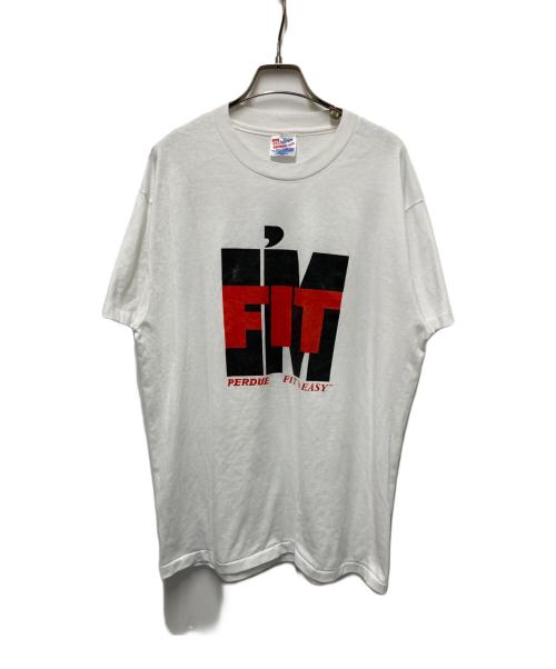 Hanes（ヘインズ）Hanes (ヘインズ) I'M FIT PERDUE PRINT COLLEGE T-SHIRT ホワイト サイズ:Lの古着・服飾アイテム