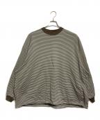 is-nessイズネス）の古着「BALLOON STRIPES LONG SLEEVE T SHIRT/バルーンストライプ ロングスリーブT」｜ブラウン×ホワイト