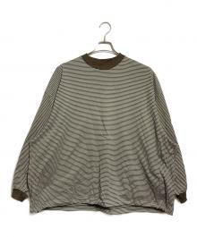 is-ness（イズネス）の古着「BALLOON STRIPES LONG SLEEVE T SHIRT/バルーンストライプ ロングスリーブT」｜ブラウン×ホワイト
