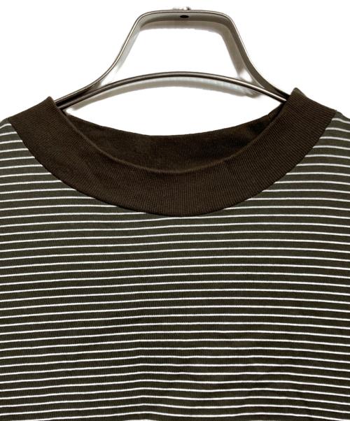 is-ness（イズネス）is-ness (イズネス) BALLOON STRIPES LONG SLEEVE T SHIRT/バルーンストライプ ロングスリーブT ブラウン×ホワイト サイズ:Lの古着・服飾アイテム