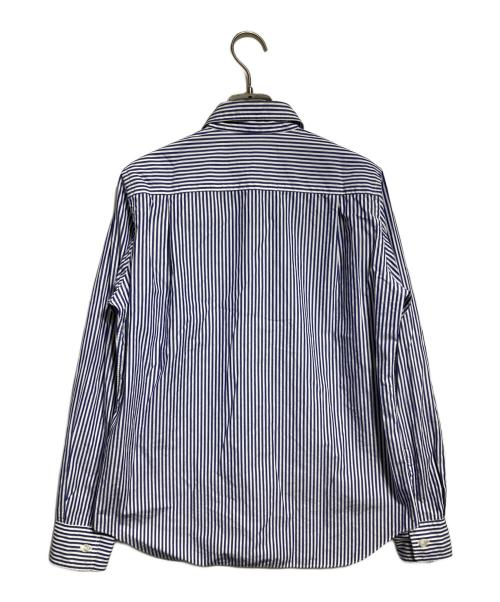 PLAY COMME des GARCONS（プレイコムデギャルソン）PLAY COMME des GARCONS (プレイコムデギャルソン) ハートワッペンストライプシャツ ブルー×ホワイト サイズ:Lの古着・服飾アイテム
