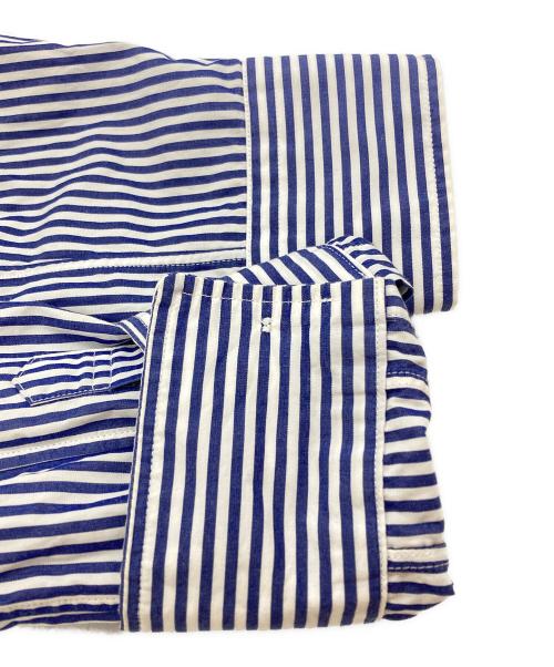 PLAY COMME des GARCONS（プレイコムデギャルソン）PLAY COMME des GARCONS (プレイコムデギャルソン) ハートワッペンストライプシャツ ブルー×ホワイト サイズ:Lの古着・服飾アイテム