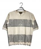 FENDIフェンディ）の古着「Vネック半袖ニット/V-neck short-sleeve knit top」｜ベージュ