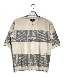 FENDI（フェンディ）の古着「Vネック半袖ニット/V-neck short-sleeve knit top」｜ベージュ