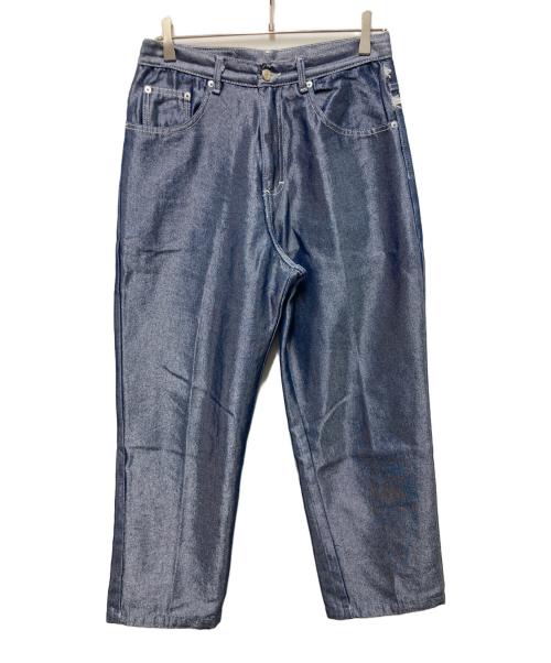 LANY（レニー）LANY (レニー) メタリックデニムパンツ シルバー×ネイビー サイズ:32の古着・服飾アイテム
