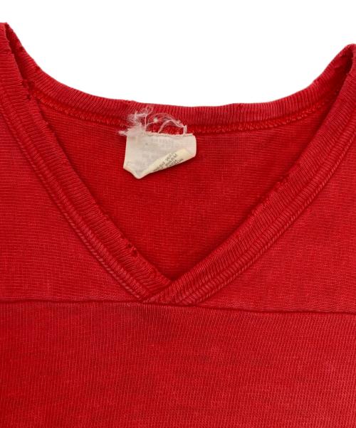 VINTAGE（ヴィンテージ）vintage (ヴィンテージ) 60s-70s ナンバリングVネックフットボールTシャツ レッド サイズ:不明の古着・服飾アイテム