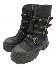Hysteric Glamour（ヒステリックグラマー）の古着「EYELET BELT コンバットスニーカー」｜ブラック