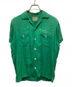 ACOアコ）の古着「50s レーヨンギャバボーリングシャツ」｜グリーン