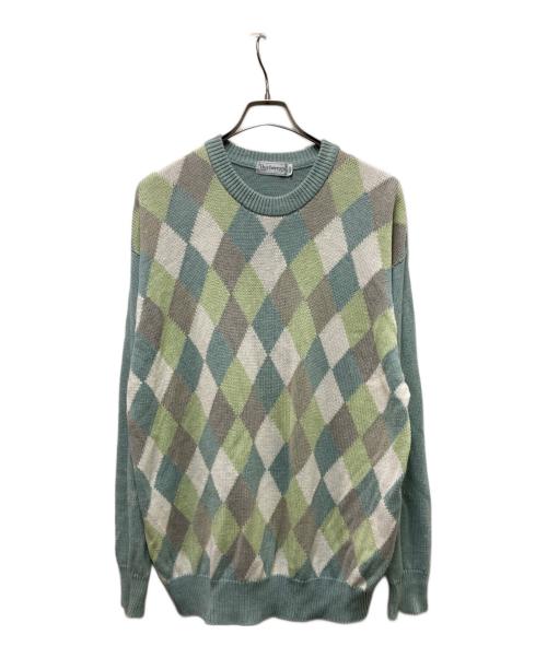 Burberry's REGD（バーバリーズ）Burberry's REGD (バーバリーズ) リネンアーガイルニット グリーン サイズ:Lの古着・服飾アイテム