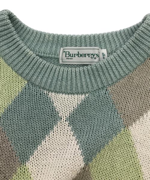 Burberry's REGD（バーバリーズ）Burberry's REGD (バーバリーズ) リネンアーガイルニット グリーン サイズ:Lの古着・服飾アイテム