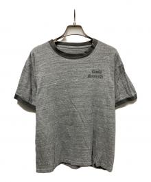 USED（ユーズド）の古着「染み込みカレッジプリントリンガーTシャツ」｜グレー