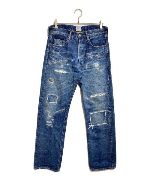 eYe COMME des GARCONS JUNYAWATANABE MAN（アイ コム デ ギャルソン ジュンヤ ワタナベ マン）eYe COMME des GARCONS JUNYAWATANABE MAN New Manual (ニュー・マニュアル) 綿セルヴィッチデニム製品加工デニムパンツ/Distressed denim pants インディゴ サイズ:Mの古着・服飾アイテム