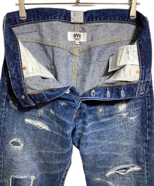 eYe COMME des GARCONS JUNYAWATANABE MAN（アイ コム デ ギャルソン ジュンヤ ワタナベ マン）eYe COMME des GARCONS JUNYAWATANABE MAN New Manual (ニュー・マニュアル) 綿セルヴィッチデニム製品加工デニムパンツ/Distressed denim pants インディゴ サイズ:Mの古着・服飾アイテム