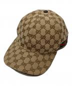 GUCCIグッチ）の古着「オリジナルGGキャンバスベースボールキャップ/Original GG canvas baseball cap」｜ベージュ×ブラウン