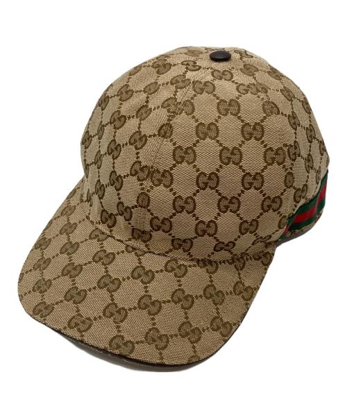 GUCCI（グッチ）GUCCI (グッチ) オリジナルGGキャンバスベースボールキャップ/Original GG canvas baseball cap ベージュ×ブラウン サイズ:M(58cm)の古着・服飾アイテム