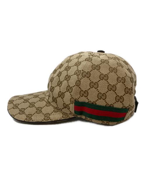 GUCCI（グッチ）GUCCI (グッチ) オリジナルGGキャンバスベースボールキャップ/Original GG canvas baseball cap ベージュ×ブラウン サイズ:M(58cm)の古着・服飾アイテム