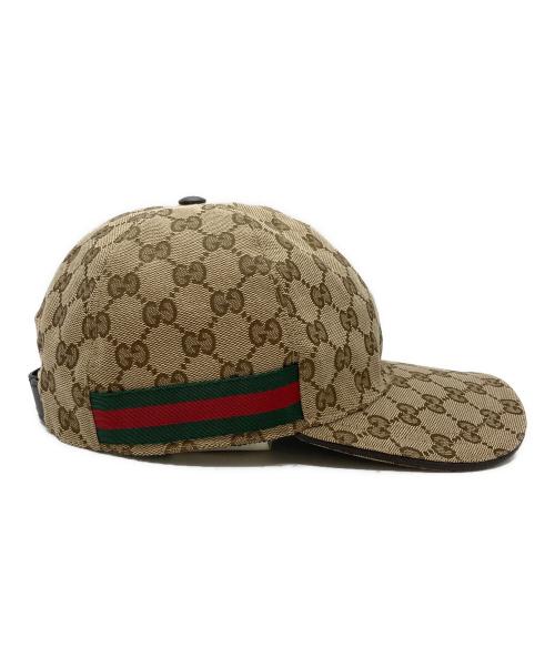 GUCCI（グッチ）GUCCI (グッチ) オリジナルGGキャンバスベースボールキャップ/Original GG canvas baseball cap ベージュ×ブラウン サイズ:M(58cm)の古着・服飾アイテム