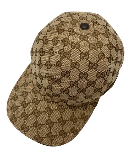 GUCCI（グッチ）GUCCI (グッチ) オリジナルGGキャンバスベースボールキャップ/Original GG canvas baseball cap ベージュ×ブラウン サイズ:M(58cm)の古着・服飾アイテム