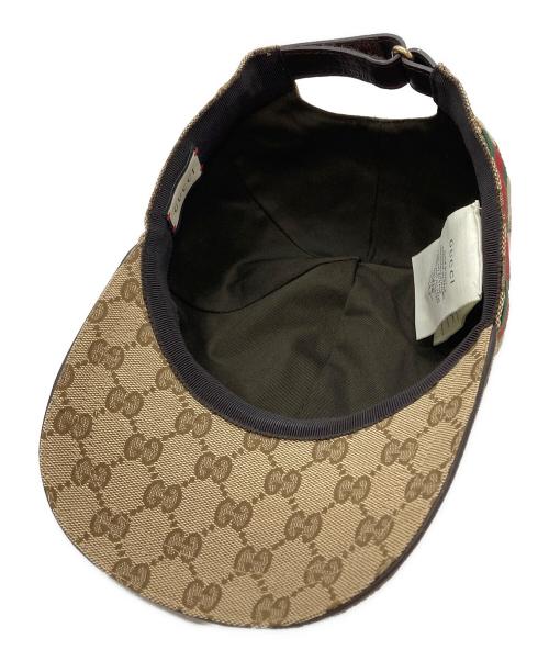 GUCCI（グッチ）GUCCI (グッチ) オリジナルGGキャンバスベースボールキャップ/Original GG canvas baseball cap ベージュ×ブラウン サイズ:M(58cm)の古着・服飾アイテム