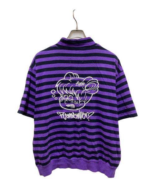 A'gem（エージェム）A'gem (エージェム) ハーフジップボーダーカットソー パープル×ブラック サイズ:Freeの古着・服飾アイテム