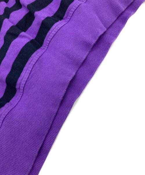 A'gem（エージェム）A'gem (エージェム) ハーフジップボーダーカットソー パープル×ブラック サイズ:Freeの古着・服飾アイテム