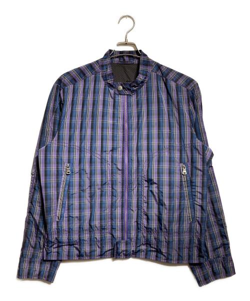 HUGO BOSS（ヒューゴ ボス）HUGO BOSS (ヒューゴ ボス) マドラスチェックジャケット/Madras Check Jacket パープル サイズ:50の古着・服飾アイテム