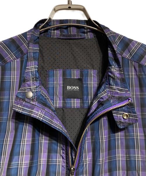 HUGO BOSS（ヒューゴ ボス）HUGO BOSS (ヒューゴ ボス) マドラスチェックジャケット/Madras Check Jacket パープル サイズ:50の古着・服飾アイテム