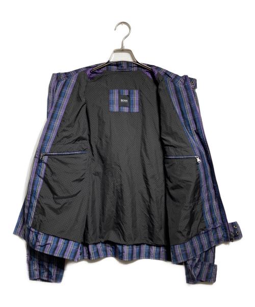 HUGO BOSS（ヒューゴ ボス）HUGO BOSS (ヒューゴ ボス) マドラスチェックジャケット/Madras Check Jacket パープル サイズ:50の古着・服飾アイテム