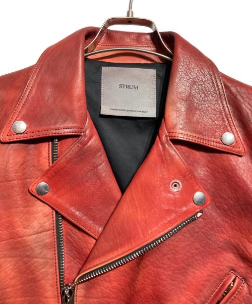 STRUM（ストラム）STRUM (ストラム) SPEEDER ダブルライダースジャケット レッド（DEEP RUBY） サイズ:ＸＬの古着・服飾アイテム