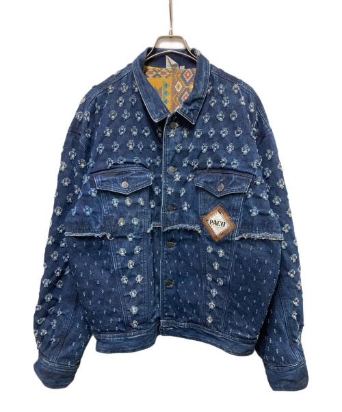 paco（パコ）paco (パコ) ダメージデニムジャケット インディゴ サイズ:XLの古着・服飾アイテム