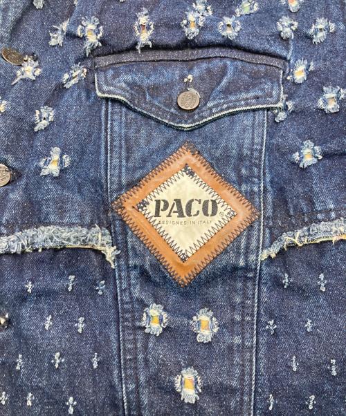 paco（パコ）paco (パコ) ダメージデニムジャケット インディゴ サイズ:XLの古着・服飾アイテム