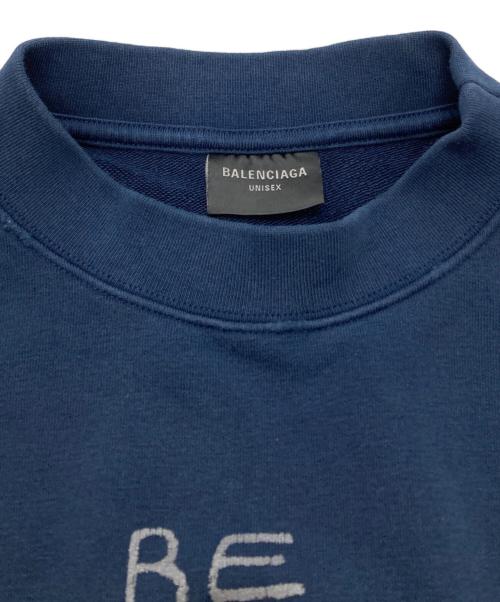 BALENCIAGA（バレンシアガ）BALENCIAGA (バレンシアガ) ダメージ加工クロップドスウェット/Distressed cropped sweatshirt ネイビー サイズ:Sの古着・服飾アイテム
