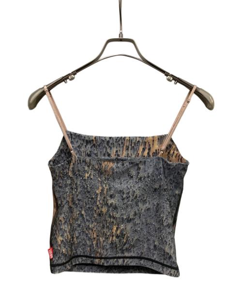 DIESEL（ディーゼル）DIESEL (ディーゼル) T-HOP-P2 クリスタルタンクトップ グレー×ブラウン サイズ:Mの古着・服飾アイテム