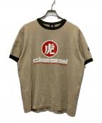 DIESELディーゼル）の古着「虎漢字リンガーTシャツ」｜ベージュ