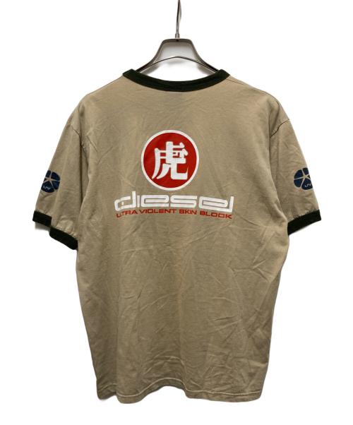 DIESEL（ディーゼル）DIESEL (ディーゼル) 虎漢字リンガーTシャツ ベージュ サイズ:Lの古着・服飾アイテム