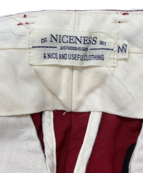 NICENESS（ナイスネス）NICENESS (ナイスネス) センタープリーツドローコードパンツ レッド サイズ:Ｓの古着・服飾アイテム
