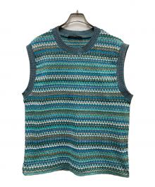 ANDERSSON BELL（アンダーソンベル）の古着「MONACO2 SLEEVELESS KNIT VEST」｜グリーン×ブルー