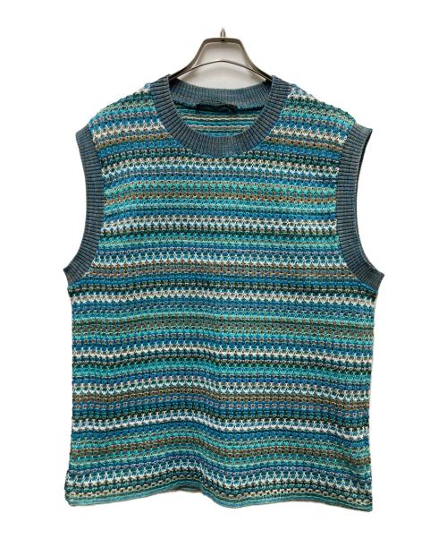 ANDERSSON BELL（アンダーソンベル）ANDERSSON BELL (アンダーソンベル) MONACO2 SLEEVELESS KNIT VEST グリーン×ブルー サイズ:Lの古着・服飾アイテム